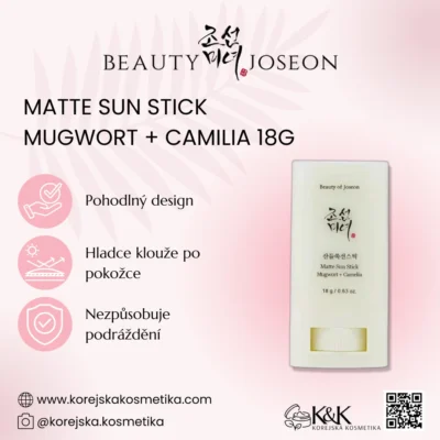 Beauty of Joseon - Matte Sun Stick Mugwort + Camellia 18g - Matná SPF tyčinka 18g