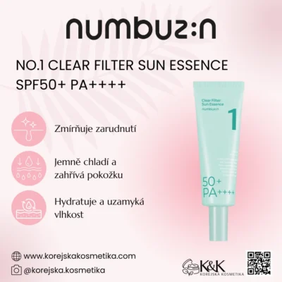 Numbuzin - No.1 Clear Filter Sun Essence SPF50+ PA++++ - Rozjasňující filtrační esence - 50ml
