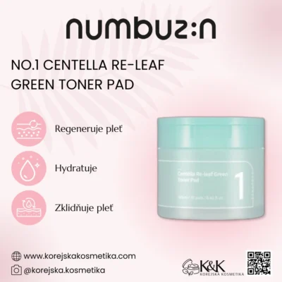 Numbuzin - No.1 Centella Re-leaf Green Toner Pad 190 ml (70 pads) – Zklidňující pleťové tampony s pupečníkem asijským 1 Numbuzin - No.1 Centella Re-leaf Green Toner Pad 190 ml (70 pads) – Zklidňující pleťové tampony s pupečníkem asijským