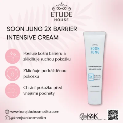 Etude House - Soon Jung 2x Barrier Intensive Cream - Hydratační a zklidňující krém - 60 ml