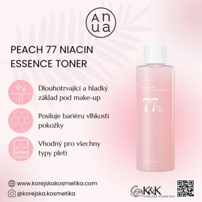 Anua - PEACH 77 NIACIN ESSENCE TONER 250ml - Hydratační esence toner s extraktem z broskví