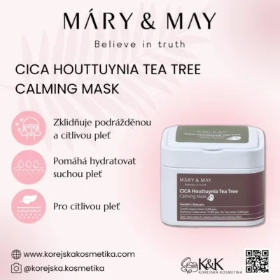 Mary&May - CICA Houttuynia Tea Tree Calming Mask (30pcs) - Sada zklidňujících pleťových masek - 30 ks