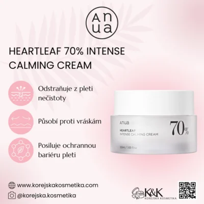 Anua - HEARTLEAF 70% INTENSE CALMING CREAM 50ml - Zklidňující krém s extraktem z toulně srdčité - 50 ml